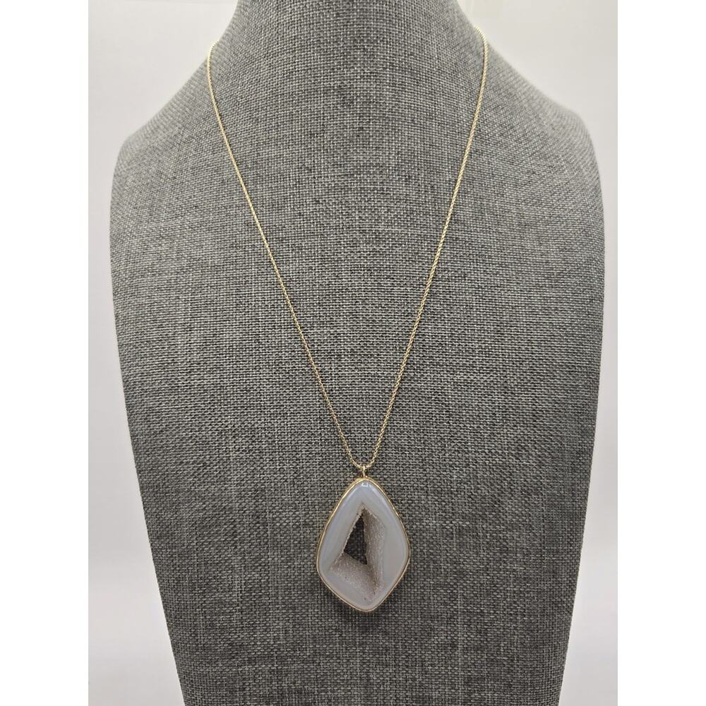 14K Yellow Gold Chain with White Druzy & Labradorite Chain Extender (13944)